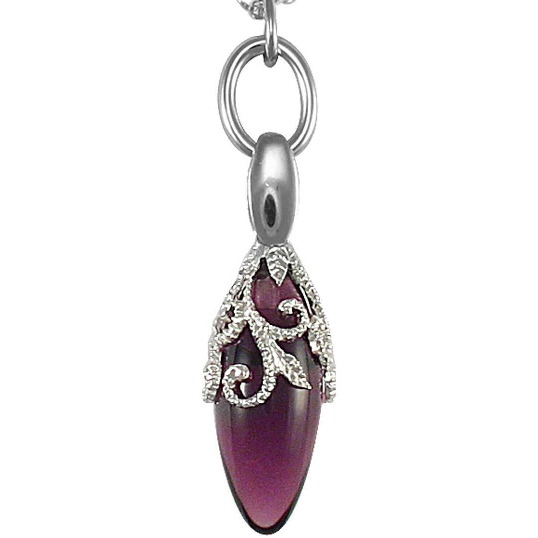 Sterling Silver  Encrusted floral teardrop Charm Necklace - ANC036