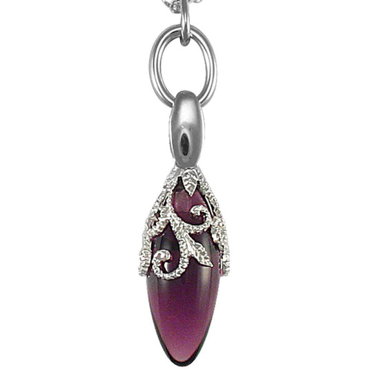 Sterling Silver  Encrusted floral teardrop Charm Necklace - ANC036