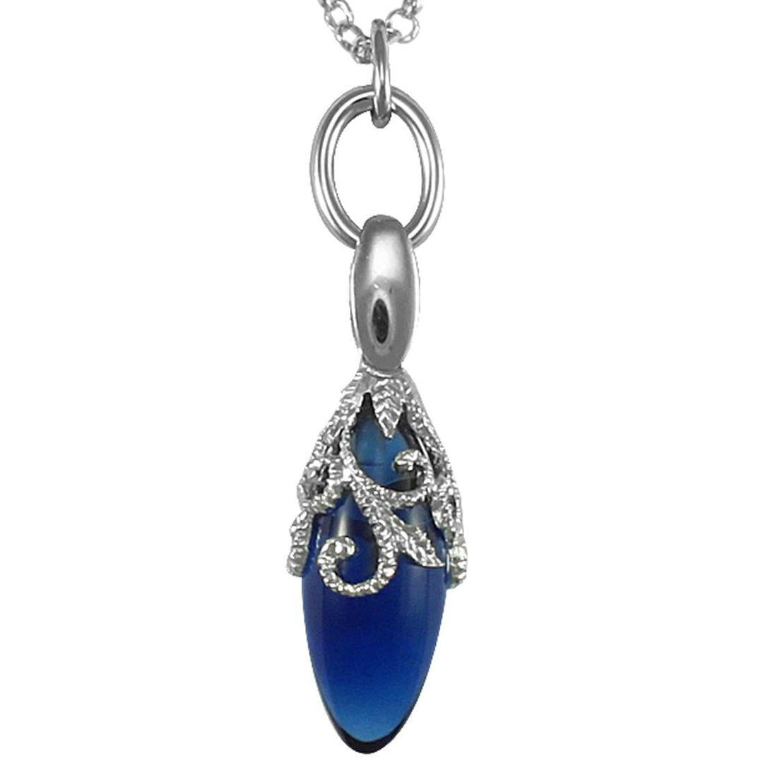 Sterling Silver  Encrusted floral teardrop Charm Necklace - ANC037