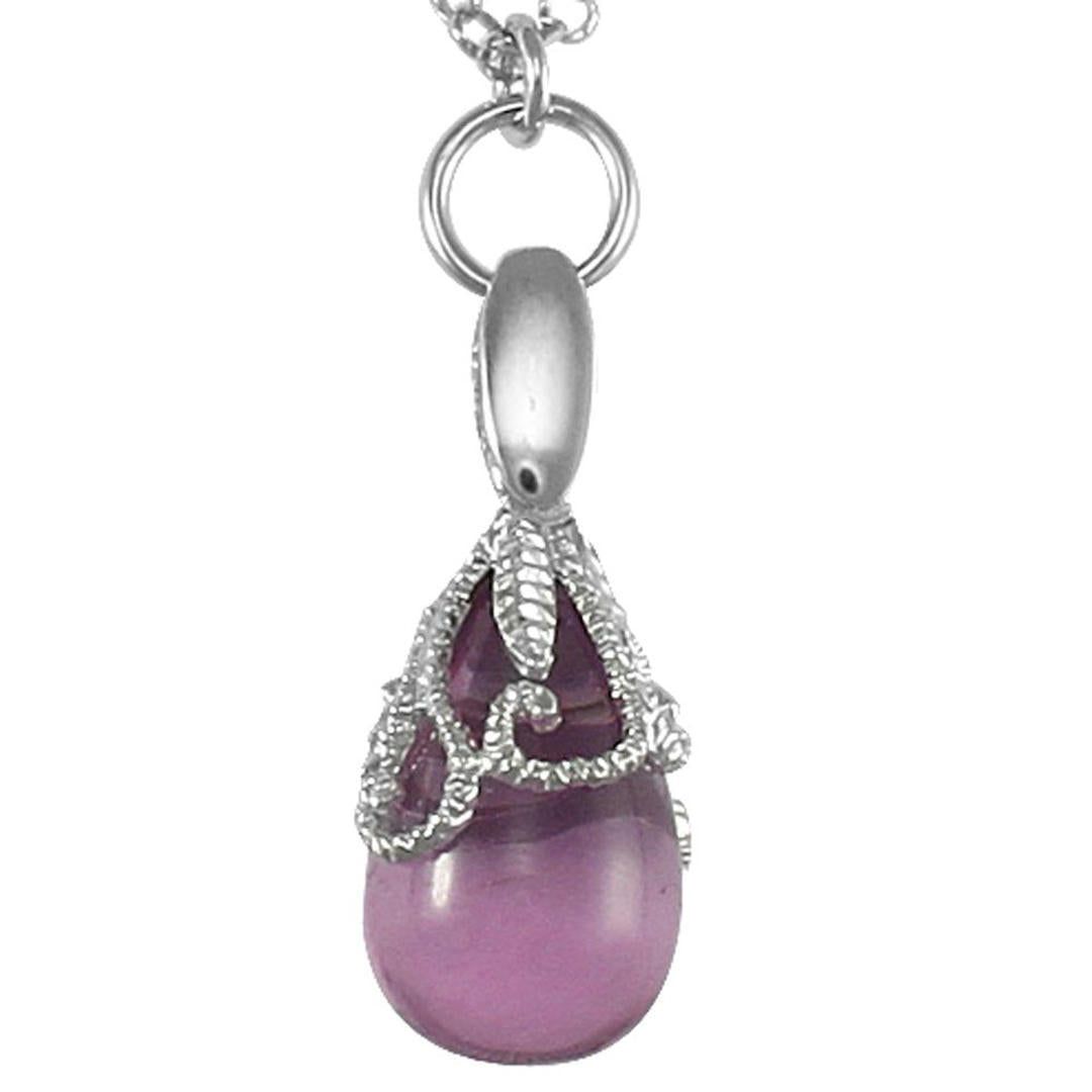 Sterling Silver  Encrusted floral teardrop Charm Necklace - ANC039