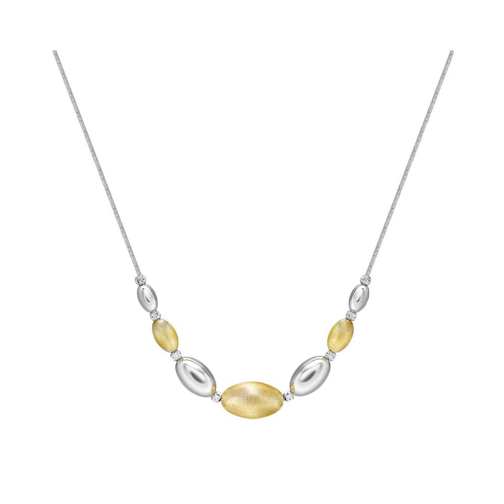 Sterling Silver  Brushed Satin Oval Bead Bead Chain - ANC041B