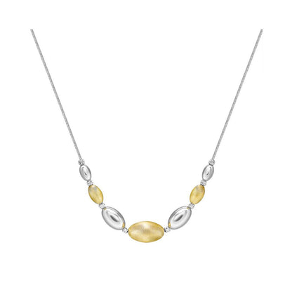 Sterling Silver  Brushed Satin Oval Bead Bead Chain - ANC041B