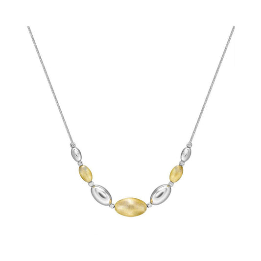 Sterling Silver  Brushed Satin Oval Bead Bead Chain - ANC041B