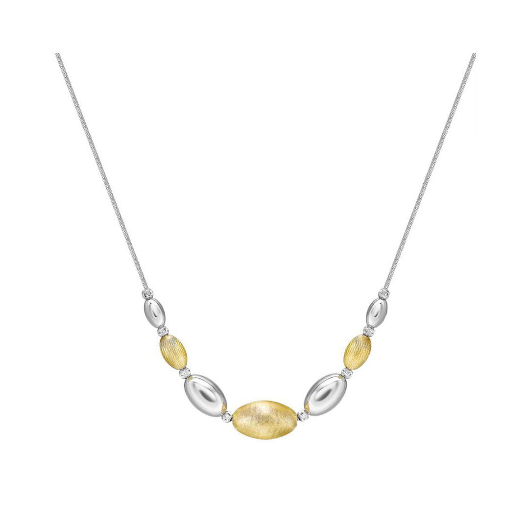Sterling Silver  Brushed Satin Oval Bead Bead Chain - ANC041B