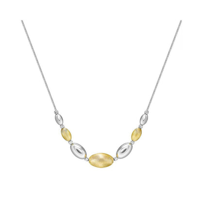 Sterling Silver  Brushed Satin Oval Bead Bead Chain - ANC041B