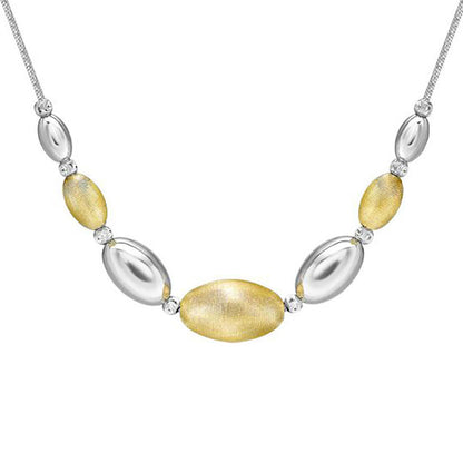 Sterling Silver  Brushed Satin Oval Bead Bead Chain - ANC041B