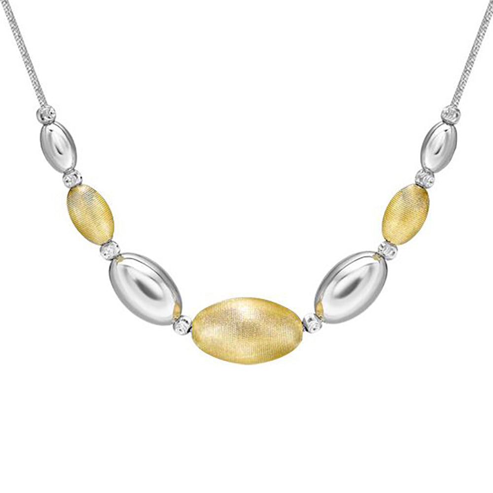 Sterling Silver  Brushed Satin Oval Bead Bead Chain - ANC041B