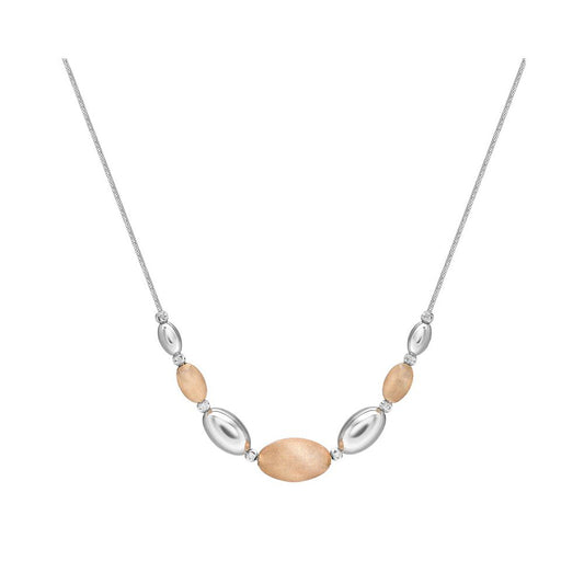 Sterling Silver  Brushed Satin Oval Bead Bead Chain - ANC041C