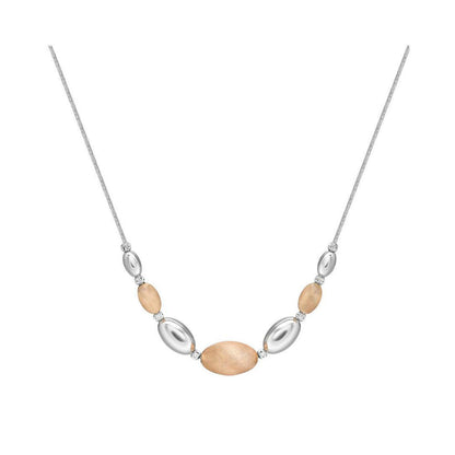 Sterling Silver  Brushed Satin Oval Bead Bead Chain - ANC041C