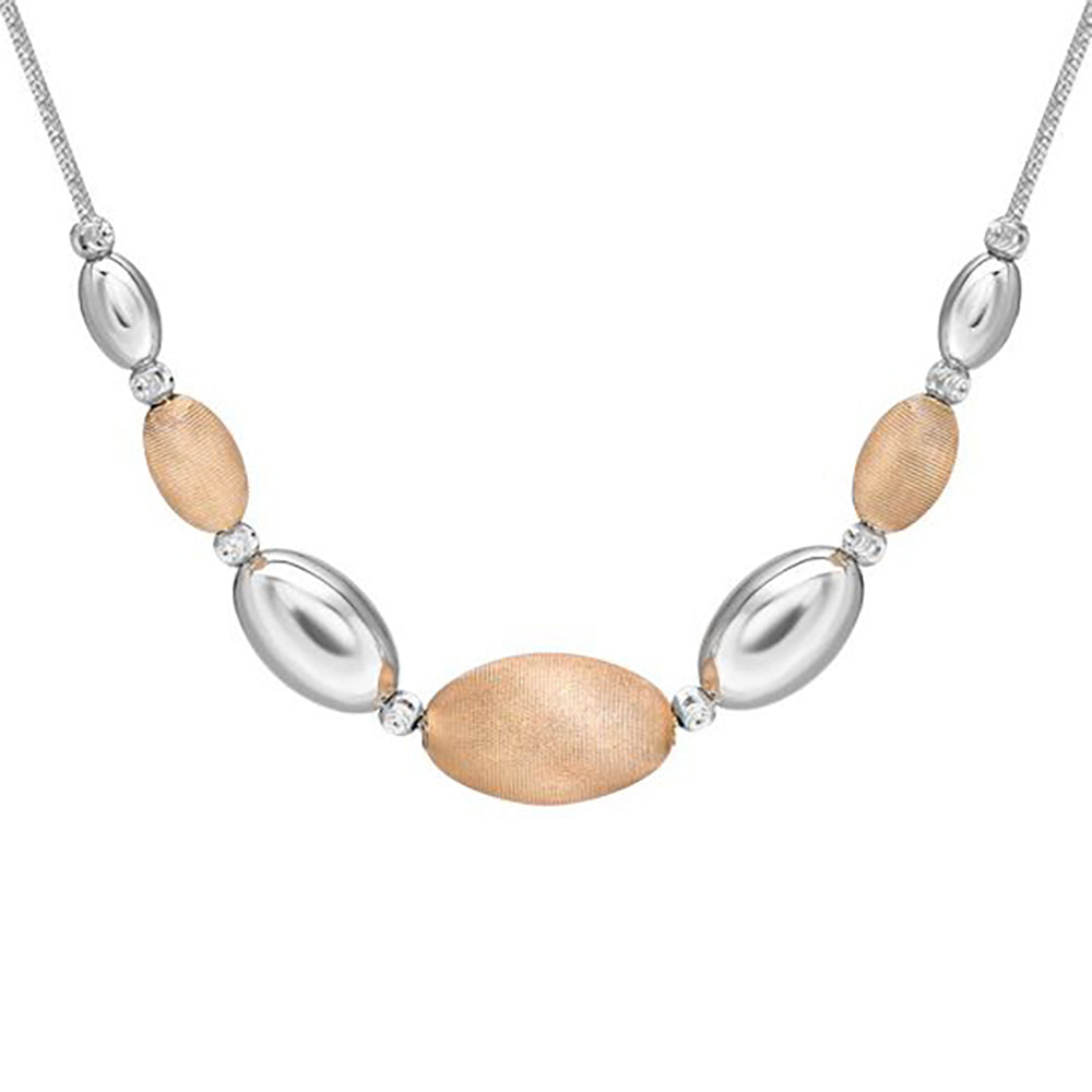 Sterling Silver  Brushed Satin Oval Bead Bead Chain - ANC041C