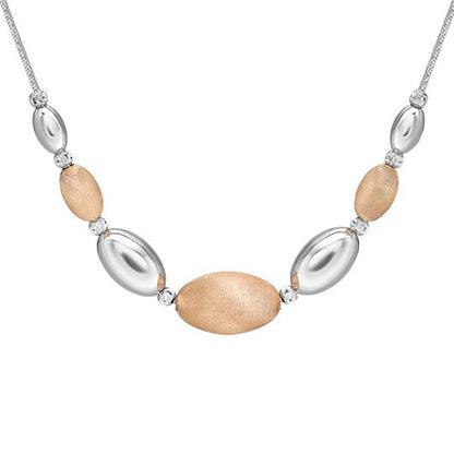 Sterling Silver  Brushed Satin Oval Bead Bead Chain - ANC041C