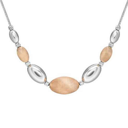 Sterling Silver  Brushed Satin Oval Bead Bead Chain - ANC041C