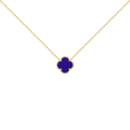 Gold-plated Silver  Blue Clover Agate Lucky Charm Necklace 16-18" - ANC096-GP