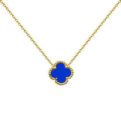 Gold-plated Silver  Blue Clover Agate Charm Necklace 16-18" - ANC100-GP