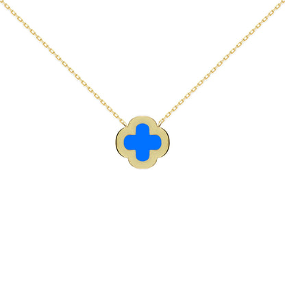 Gold-plated Silver  Clover Agate CZ Lucky Charm Necklace 16-18" - ANC104-GP