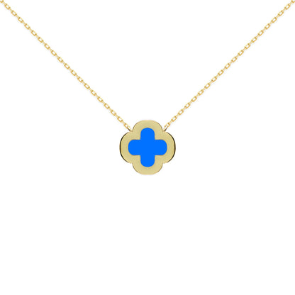 Gold-plated Silver  Clover Agate CZ Lucky Charm Necklace 16-18" - ANC104-GP