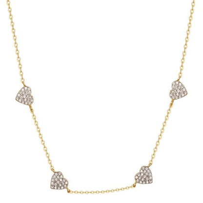 Gold-plated Silver  CZ Pave Love Heart Reversible Necklace 18.5" - ANC109-GP