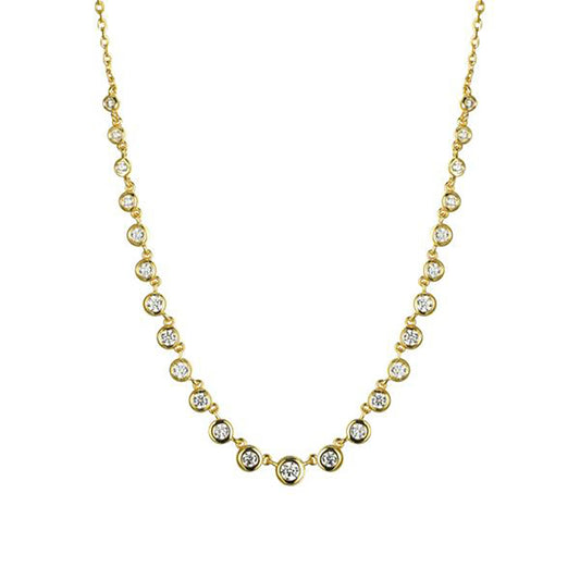 Gold-plated Silver  CZ Eternity Raindrop Tennis Necklace 16-18.5" - ANC114-GP