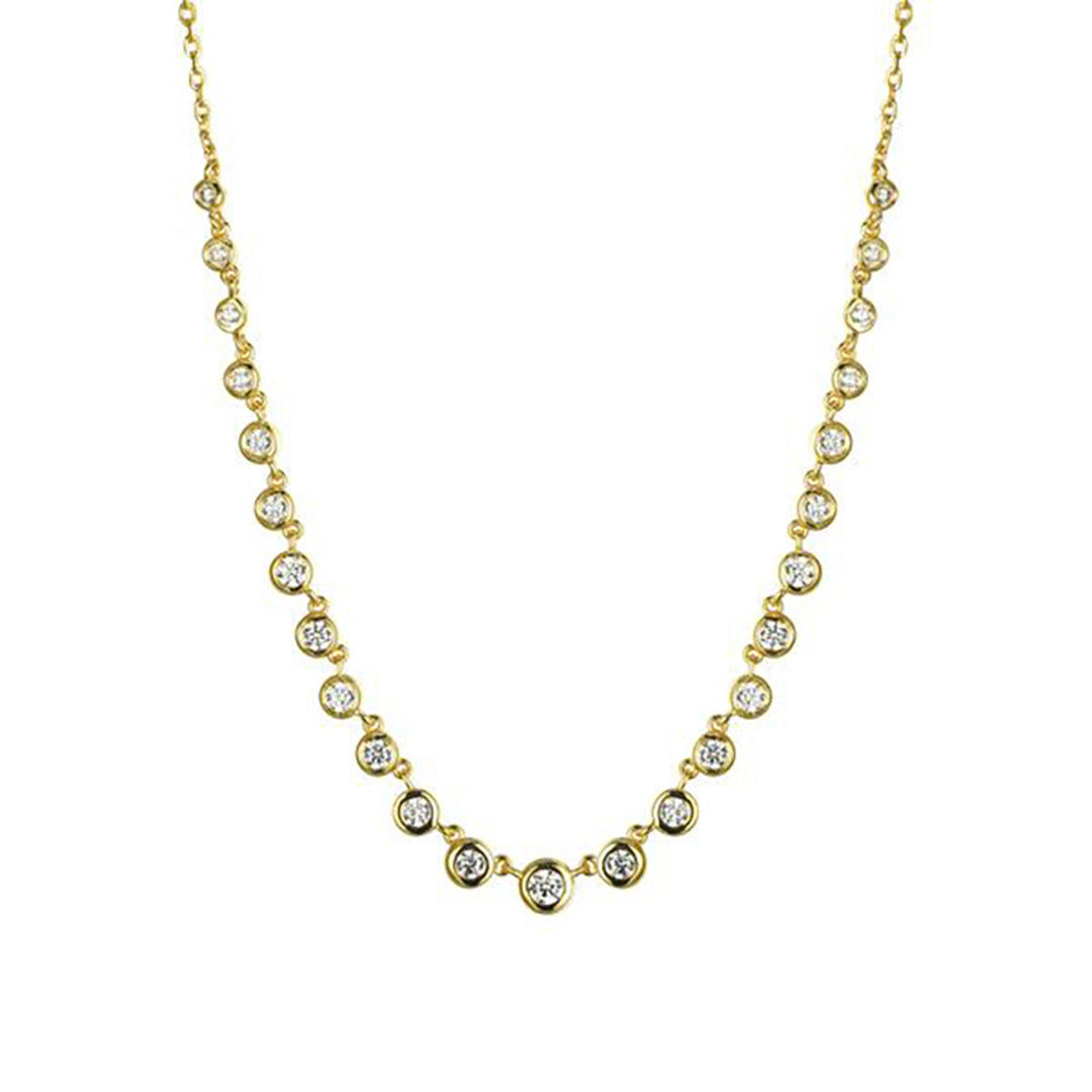 Gold-plated Silver  CZ Eternity Raindrop Tennis Necklace 16-18.5" - ANC114-GP