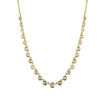 Gold-plated Silver  CZ Eternity Raindrop Tennis Necklace 16-18.5" - ANC114-GP