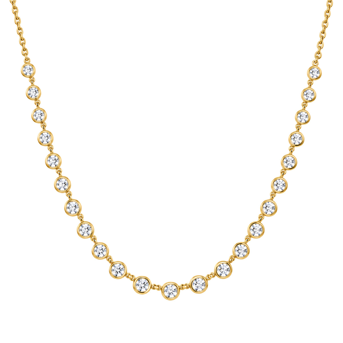 Gold-plated Silver  CZ Eternity Raindrop Tennis Necklace 16-18.5" - ANC114-GP