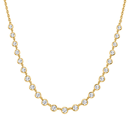 Gold-plated Silver  CZ Eternity Raindrop Tennis Necklace 16-18.5" - ANC114-GP