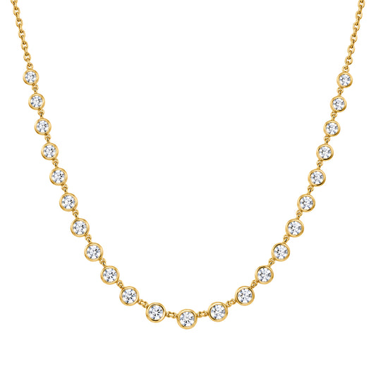 Gold-plated Silver  CZ Eternity Raindrop Tennis Necklace 16-18.5" - ANC114-GP