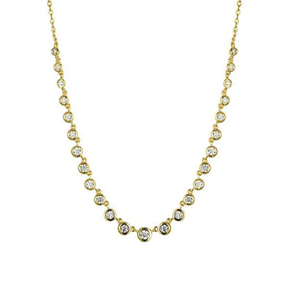 Gold-plated Silver  CZ Eternity Raindrop Tennis Necklace 16-18.5" - ANC114-GP