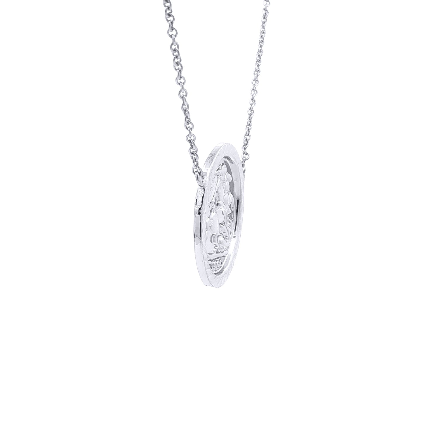 Silver  St George Dragon Slayer Medallion Necklace 20.5mm 16-18" - ANC119