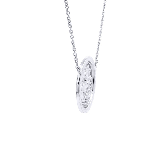 Silver  St George Dragon Slayer Medallion Necklace 20.5mm 16-18" - ANC119