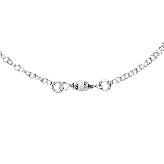 Silver  Rain Drop Oval Bead Charm Anklet 4mm 9 + 1 inch - ANK001