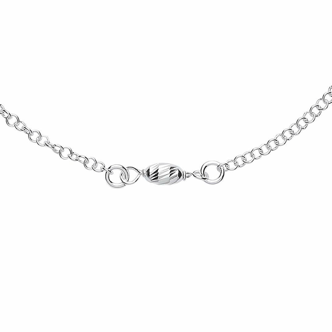 Silver  Rain Drop Oval Bead Charm Anklet 4mm 9 + 1 inch - ANK001