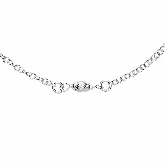 Silver  Rain Drop Oval Bead Charm Anklet 4mm 9 + 1 inch - ANK001