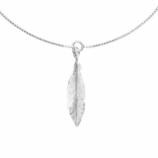 Silver  Angel Wing Feather Charm Anklet 30mm 9 + 1 inch - ANK002