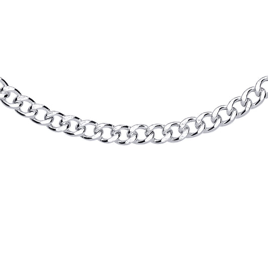 Silver  Diamond-cut Curb Link Chain Ankle Bracelet 4mm 1.5mm 9+1 inch - ANK005