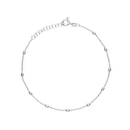 Silver  Sparkling Raindrop Bead Station Ankle Bracelet 9+1 inch - ANK007