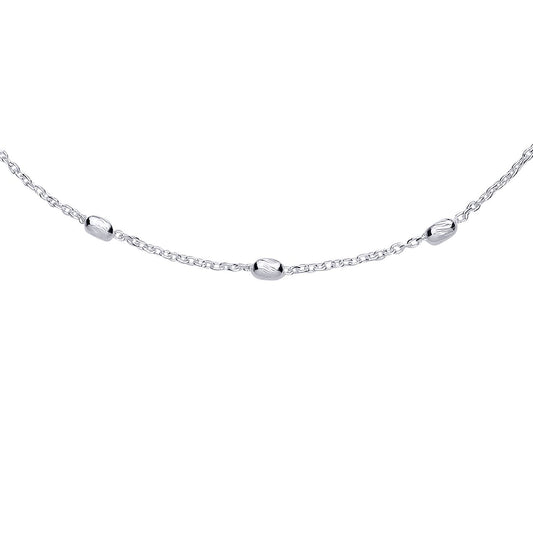 Silver Sparkling Raindrop Bead Station Ankle Bracelet 9+1 inch - ANK007