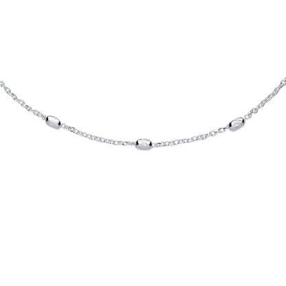 Silver  Sparkling Raindrop Bead Station Ankle Bracelet 9+1 inch - ANK007