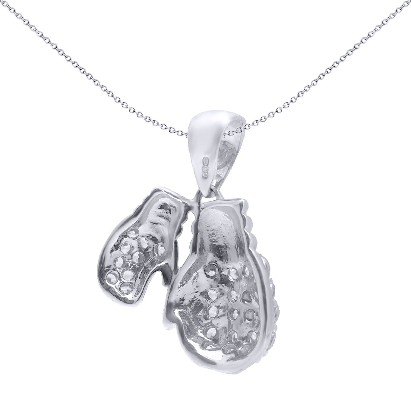 Silver  CZ boxing gloves Charm Pendant 18 inch Chain - APD001