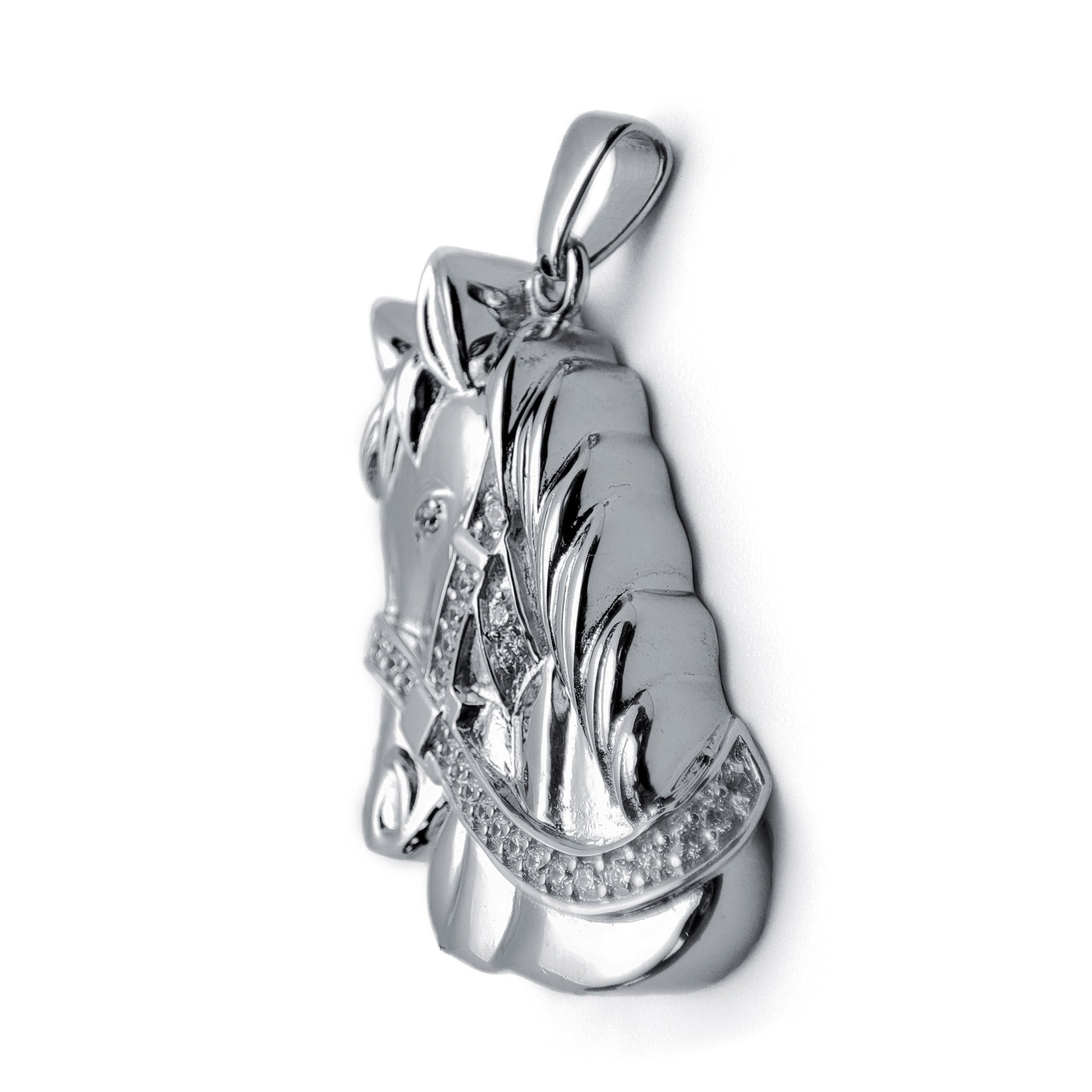 Sterling Silver  CZ Horse Charm Pendant - 18 inch Chain - APD032
