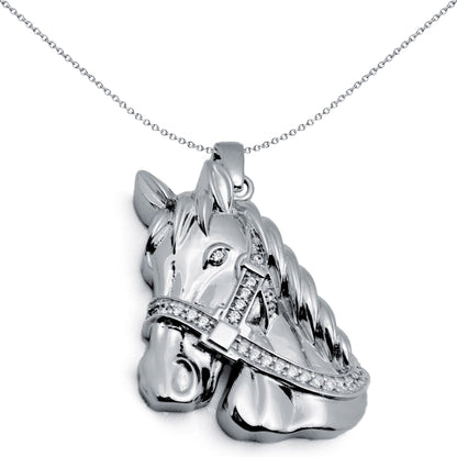Sterling Silver  CZ Horse Charm Pendant - APD032
