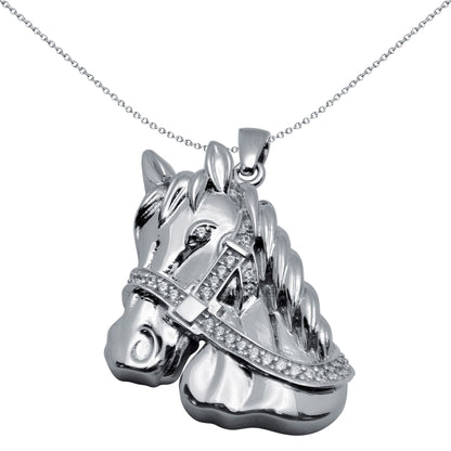 Sterling Silver  CZ Horse Charm Pendant - APD032