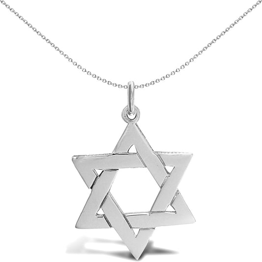 Sterling Silver  Star of Magen David Charm Pendant 29mm - APD054