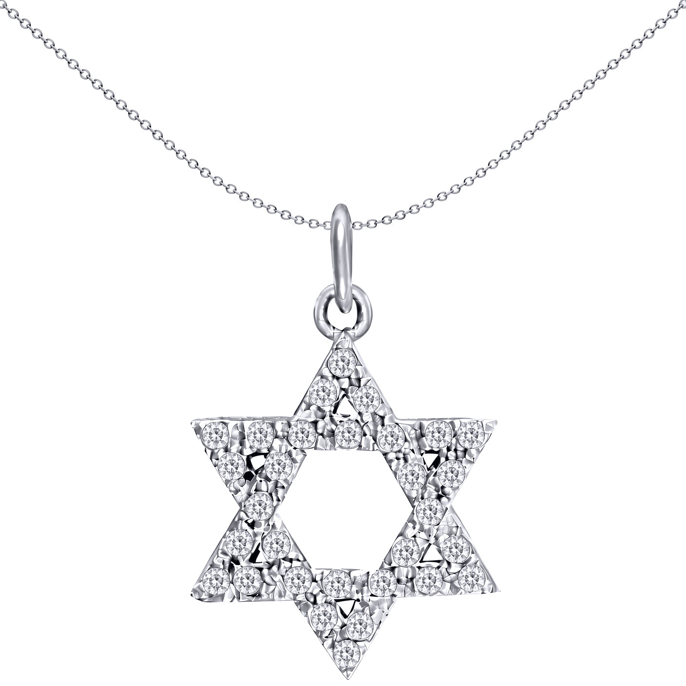 Sterling Silver  CZ Magen David Star Charm Pendant 22mm - APD057