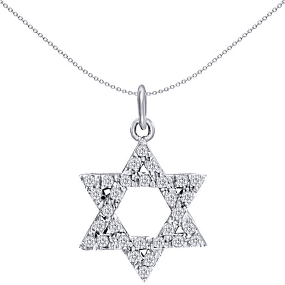 Sterling Silver  CZ Magen David Star Charm Pendant 22mm - APD057