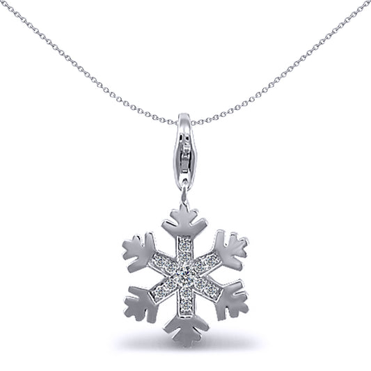 Sterling Silver  CZ snowflake  Charm Pendant - 18 inch Chain - APD063