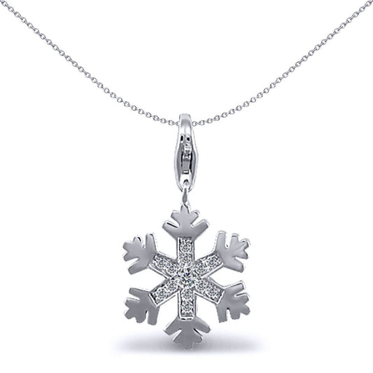 Sterling Silver  CZ Geometric Sparkling snowflake Charm Pendant - APD063