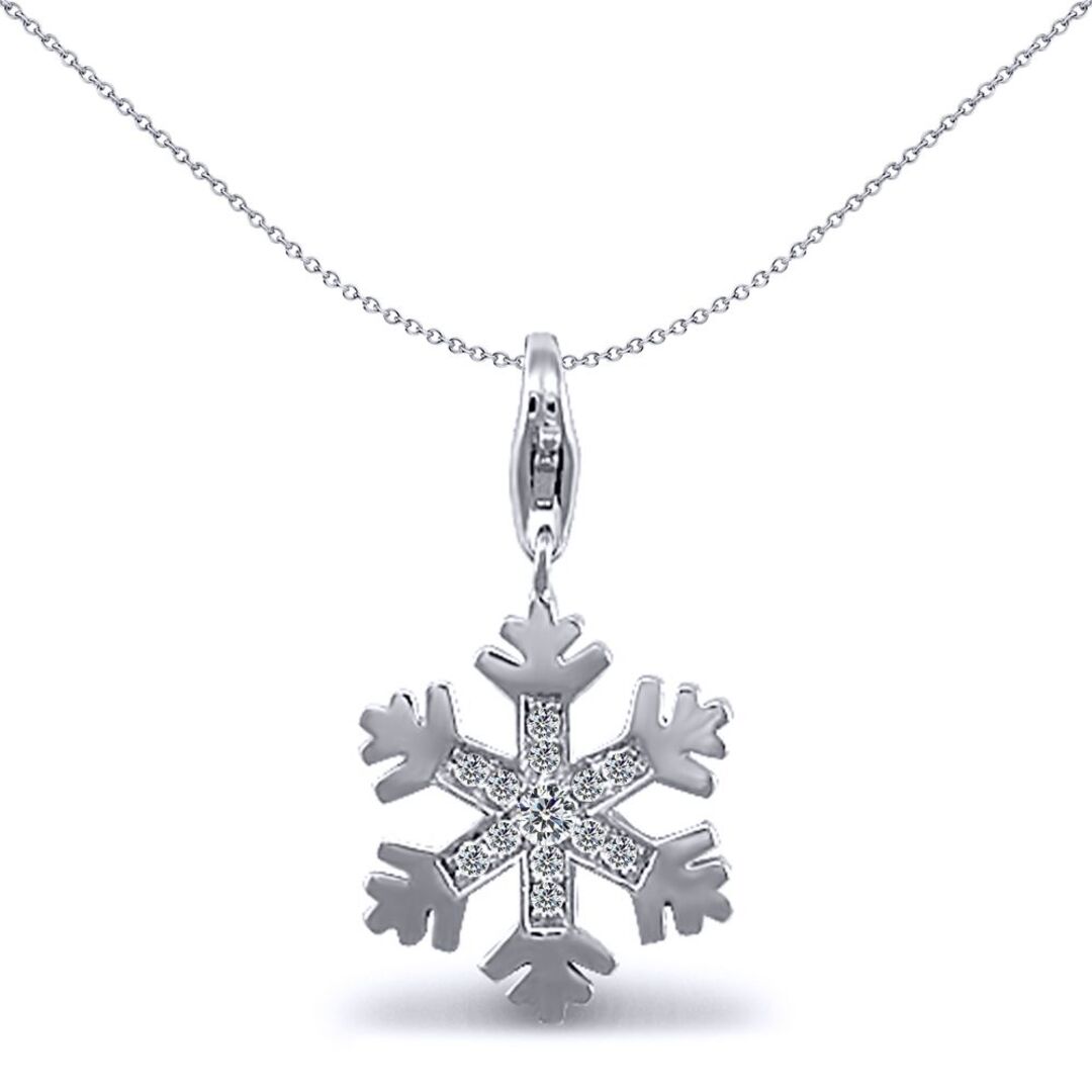Sterling Silver  CZ snowflake Charm Pendant - APD063