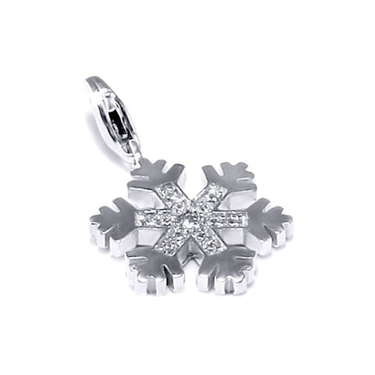 Sterling Silver  CZ snowflake Charm Pendant - APD063