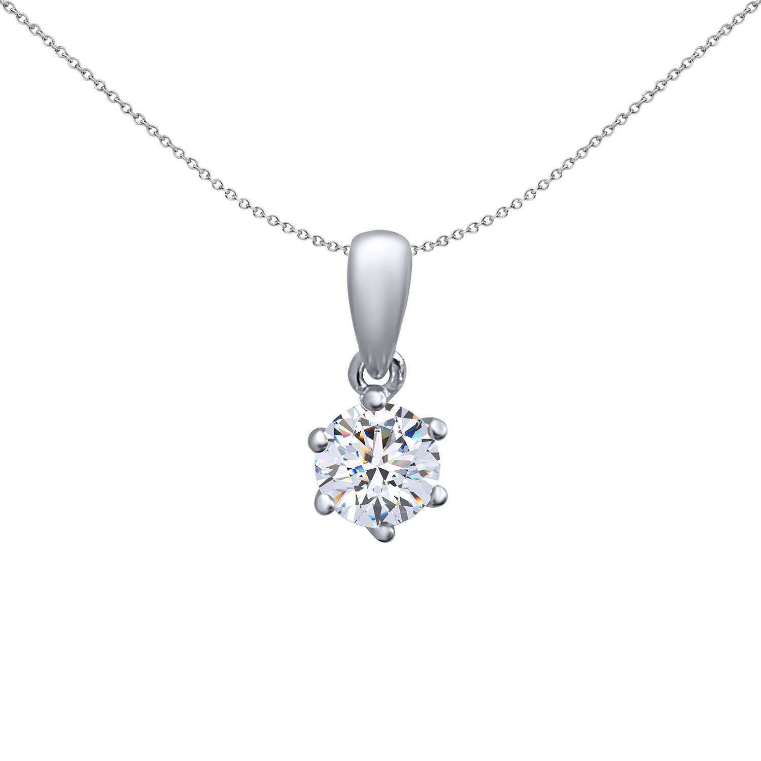 925 Silver  4mm ½ Carat CZ Solitaire Pendant - APD064